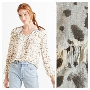 Rails Cream Gray Lydia Puma Animal Print Blouse